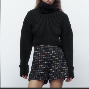 Zara Shorts | Zara Structured High-Waisted Shorts | Color: Blue/Red